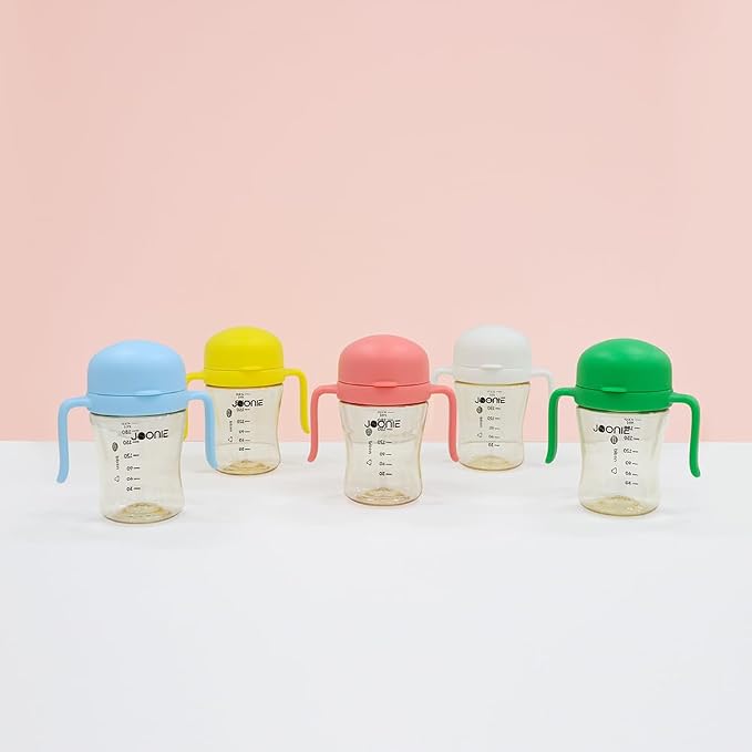 JOONIE Self Training Sippy Cups with Handles for Toddlers 1-3, Spill Proof 360 Cup with Lid, 210ml (7 oz) (Yellow)