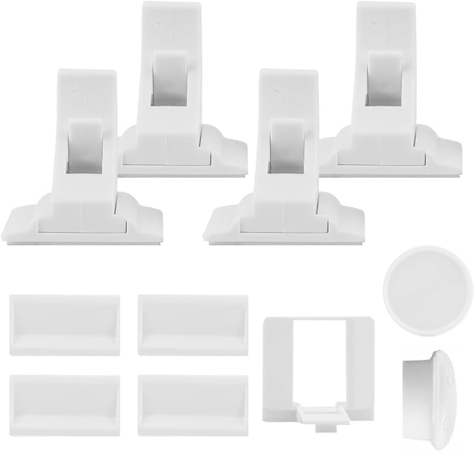 Magnetic Cabinet Locks - White - 4 Piece - Child Safety Latches Kit