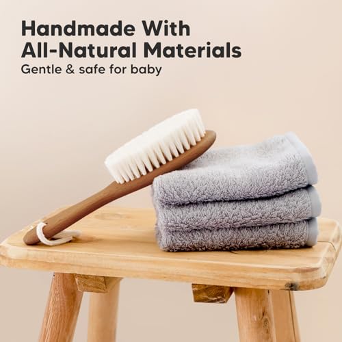 KeaBabies Baby Hair Brush and KeaBabies Diaper Caddy Organizer - Wooden Brush with Soft Goat Bristles, Organizer for Nursery, Cradle Cap Hairbrush