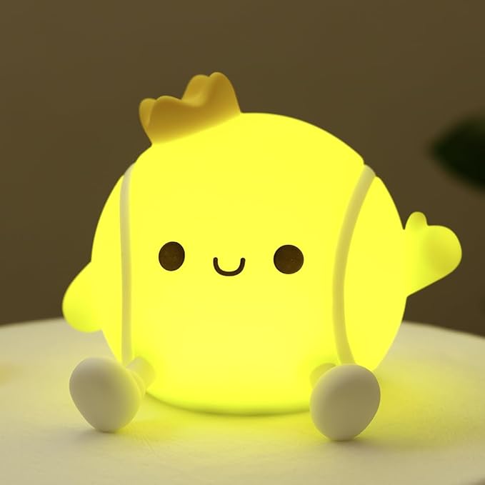 Cute Tennis Night Light, Nursery Night Lamp for Breastfeeding, Squishy Silicone LED Night Lamp, Rechargeable Touch Lamp Bedside Lamp, 2 Levels Dimmable, Room Decor Gifts for Girls Boys Kids Baby