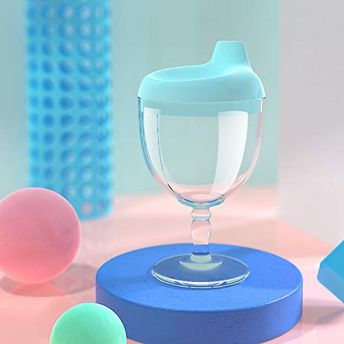 Prince Wine Sippy Cup, No Spill Wine Glass Sippy Cup for Baby Boy 12+ Months, Fancy Goblet Style Great for Your Prince Holidays Birthday Party Celebration, 5 Ounce(Blue)