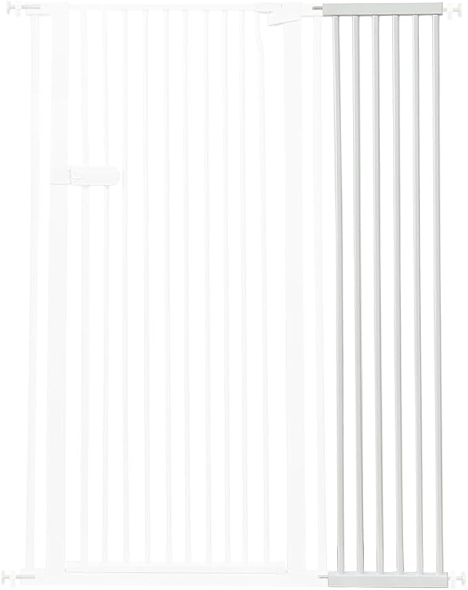 Lumizone Extra Tall Cat Gate Extension Kit 61.02" High Pressure Mounted 12.60" Extra Wide 1.37" Gap No Drilling Tall Pet Gate for Dogs (White, 61.02" H x 12.60" W, Extension)