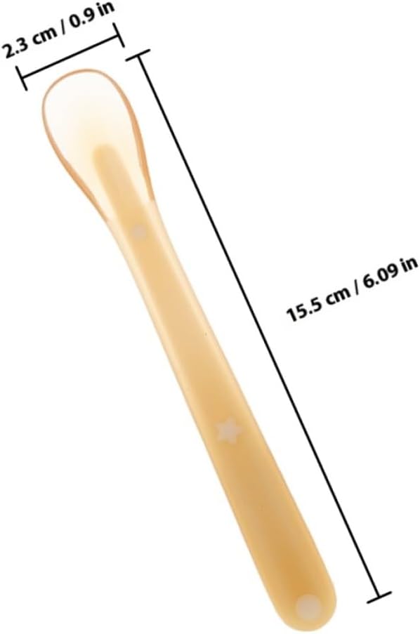 Silicone Spoon for Weaning Soft-tip Feeding Utensil with Wide Head and Nonslip Handle Feeding Tableware Safe for Sensitive Complexion Light Yellow