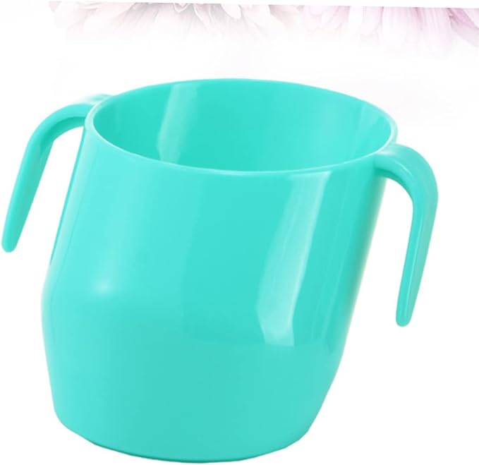 LIOOBO Portable Slanted Training Cup with Double Handles for Mint Green Ergonomic Design Drinking Cup to Cultivate Healthy Hydration Habits