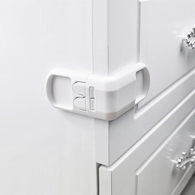Childproof Cabinet Locks 4 Angle Baby Safety Drawer Locks with Strong Adhesive for Refrigerator and Appliance Security Easy Parent Access