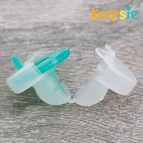 The Keepsie Pacifier Cover – Compatible with Pacifiers, Paci Clips & Plush Attachments | BPA-Free Travel Case (Blue & Clear, 2-Pack)