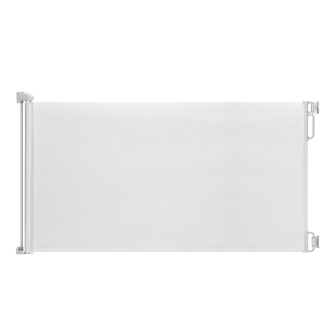 EasyBaby Extra Wide Retractable Baby Gate, 33" Tall, Extends up to 71" Wide, White/Child Safety Baby Gates, Pet Retractable Gates for Stairs, Doorways, Hallways, Indoor and Outdoor