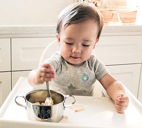 Baby Utensil Set ??5-Piece Stainless Steel (304) Spoons, Forks & Food Pusher | BPA-Free, Lead-Free | Baby-Led Weaning, Self-Feeding | CPSIA & EN 14372 Compliant | Education Model