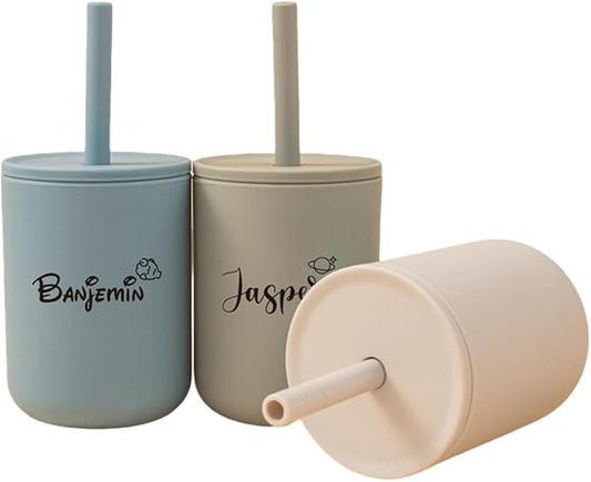 Personalized Baby Sippy Cup,Custom Silicone Baby Water Cup with Lid,Engraved Name Toddler Training Cups (style2)