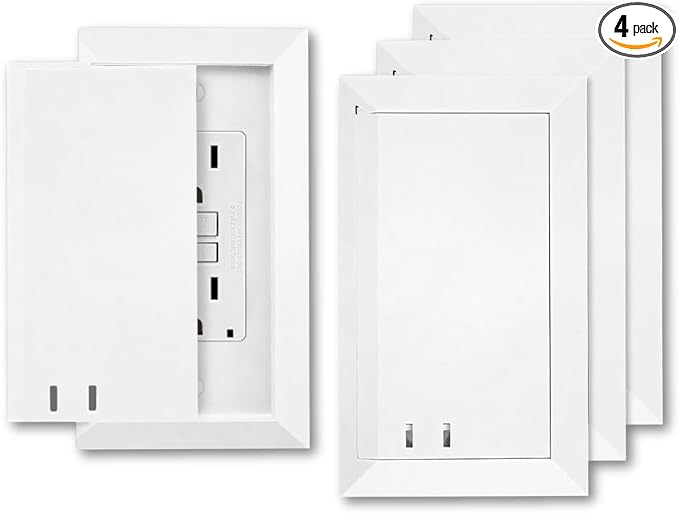 Socket Shield Child Resistant Outlet Cover (4-Pack), White Decora GFCI Wall Plate with Sliding Locking Door, Tamper Resistant Safety Cover, Easy Installation
