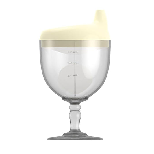 Fancy Wine Glass Sippy Cup Spill Proof for Baby, Toddler, and Child, Goblet Style Great for Your Prince & Princess Holidays Birthday Party Celebration, 5 Ounce(Yellow)