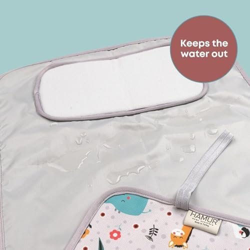 Hamur Home Portable Changing Pad ??Waterproof, Washable & Easy Wipe Clean, Foldable Travel Baby Changing Mat for Diaper Bag, Compact & Lightweight, Must-Have for Newborns (Animal Pattern)