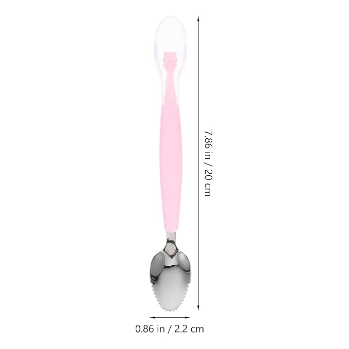 1pcs Double Head Baby Spoon,Silicone Baby Fruit Scraping Mud Spoon Feeding Spoons Training Spoon Set for Infants Baby,