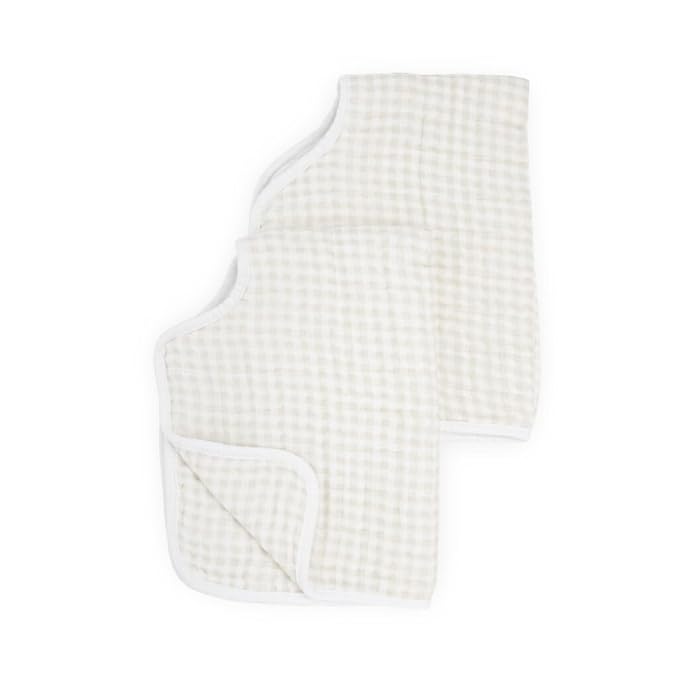 Little Unicorn Ultra-Absorbent Premium Burp Cloth 2 Pack | Soft on Baby's Skin | Larger Size | Ergonomic Design | Set of 2 (Tan Gingham)