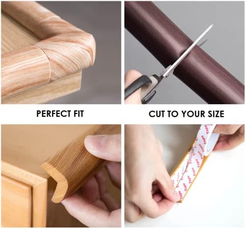 4 Pack I 6.5ft Table Edge Protector Wood Grain Look Corner Guards Child Toddler Bumper Strip Baby Proofing Wooden Furniture Without Color Distractions