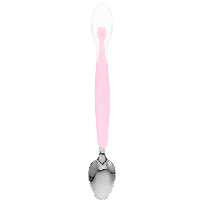 1pcs Double Head Baby Spoon,Silicone Baby Fruit Scraping Mud Spoon Feeding Spoons Training Spoon Set for Infants Baby,