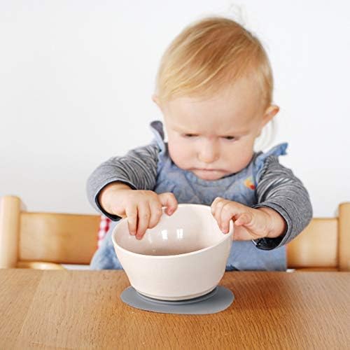 Miniware First Bites Deluxe Set: Cereal Bowl, Detachable Suction Foot, Training Spoon, Silicone Bib for Baby Toddler Kids | Promotes Self Feeding | BPA Free | Dishwasher Safe (Aqua)