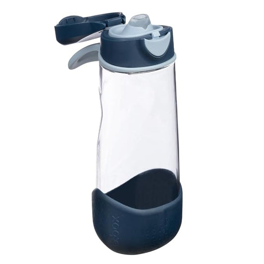 b.box 20oz Sport Spout Kids Water Bottle for School, Sports, Daycare - No-Straw Design for Easy Cleaning - Leakproof - Ergonomic Triangle Grip - Dishwasher Safe, BPA Free, PFAS Free - Midnight