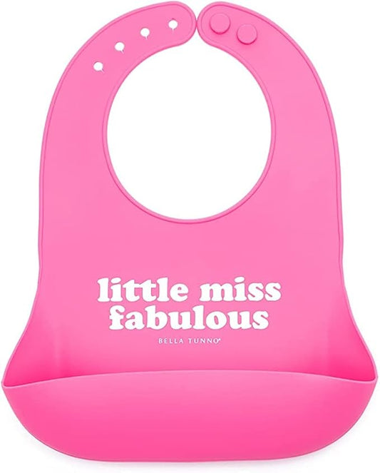 Bella Tunno Wonder Bib - Adjustable Silicone Baby Bibs for Girls, Durable and Waterproof BPA Free Silicone, Little Miss Fabulous