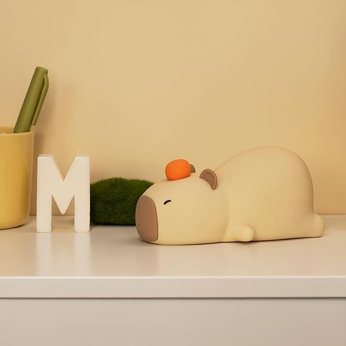 Capybara Night Light, LED Squishy Novelty Animal Night Lamp, Lying Capybara Baby Light, Timer,Rechargeable, Dimmable, 7 Colors RGB Brightness Adjustable, Baby Boys Girls Gifts,Room Decor