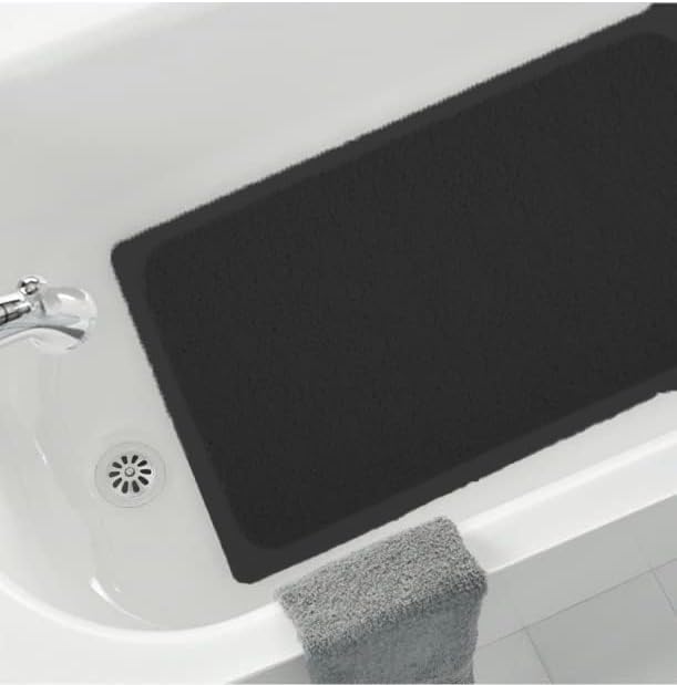 Home Expressions Non Slip with Suction Cups Loofah Bathmat 27"x15" & 29.5"X16.9", PVC Loofah Bathroom Mats, Loofah Mats for Shower and Bathroom, Quick Drying, (BLK 29.5"X16.9")