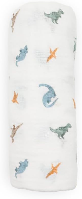 Little Unicorn Muslin Swaddle Blanket for Newborns & Infants | Soft & Breathable Fabric | Baby Blanket for Swaddling, Nursing, Shower Gifts (Little Dino)