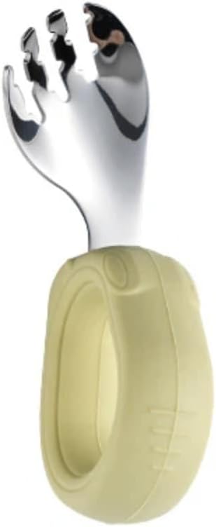 Silicone handle, 304 stainless steel training spoon, learning to eat, elbow fork, auxiliary food spoon
