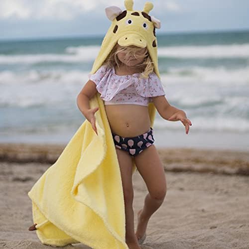 Hooded Baby Towel for Kids 2-8 | Large 100% Cotton Baby Towel for Girls or Boys | Unisex Cute Giraffe Bath Towels for Babies and Toddlers in Yellow
