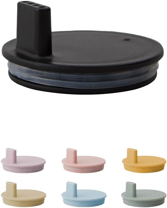 Design Letters Drink lid for baby and kids Personal Drinking Glass in tritan (Black) - BPA-free, BPS-free and EA-free, matt colored lid with silicone ring, Dishwasher safe, 14 g