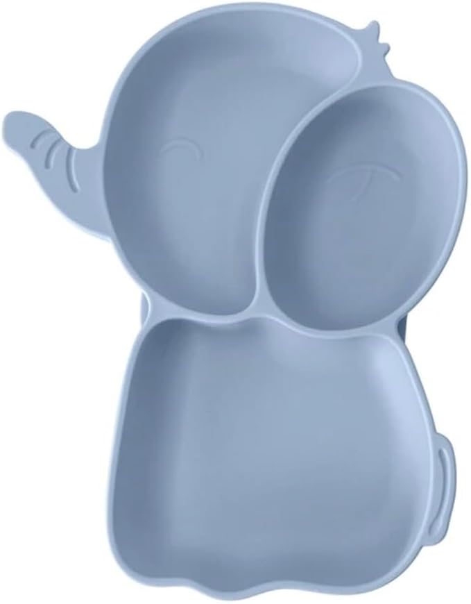 OLA Elephant Feeding Plate|, 100% Silicone | Divided Plates |Suction Plates for Baby| Dusty blue