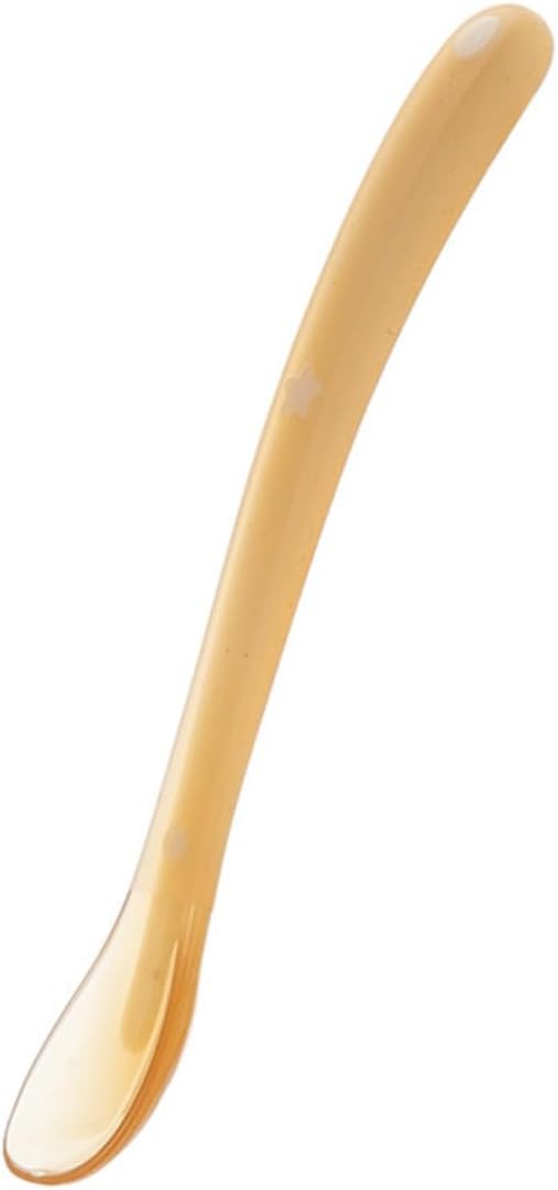 Silicone Spoon for Weaning Soft-tip Feeding Utensil with Wide Head and Nonslip Handle Feeding Tableware Safe for Sensitive Complexion Light Yellow