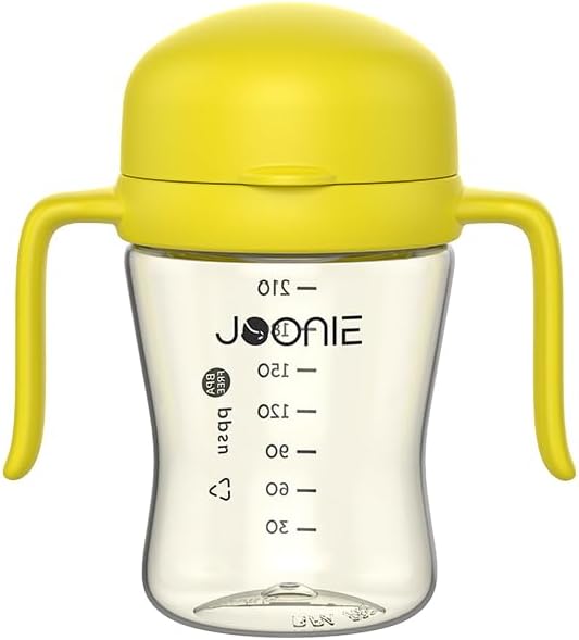 JOONIE Self Training Sippy Cups with Handles for Toddlers 1-3, Spill Proof 360 Cup with Lid, 210ml (7 oz) (Yellow)
