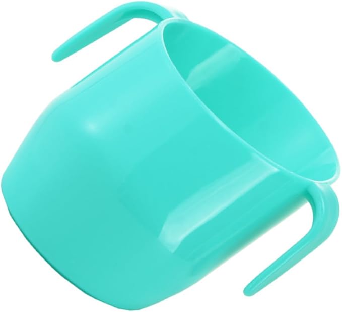 LIOOBO Portable Slanted Training Cup with Double Handles for Mint Green Ergonomic Design Drinking Cup to Cultivate Healthy Hydration Habits