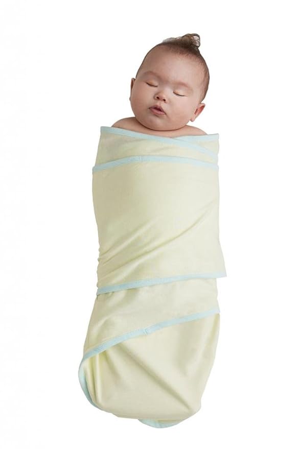 Miracle Blanket Swaddle Wrap – Help Your Newborn Sleep Longer – Soft & Secure Sleep Sack for Infants – Easy-to-Use Swaddling Blanket for a Calm Baby (Grey with Yellow Trim)