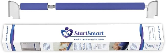 Bathtub Baby Gate Toddler Safety Bar - Non Slip Adjustable Height Bar for Baby Proofing, Child Proof Toddler Bath, Kids Bathroom Child Safety Products (Blue)