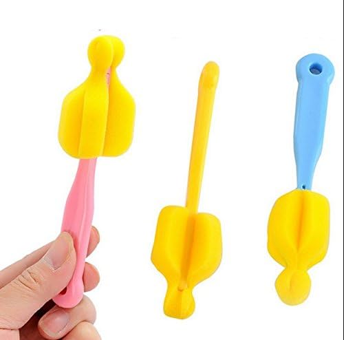 Cindy&Will 10Pcs BPA Free Nipple/Baby Milk Bottle Pacifier Sponge Cleaning Brushes Cleaner Set for All Wide and Standard Nipples, Assorted Color