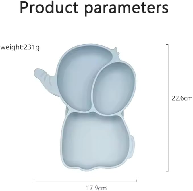OLA Elephant Feeding Plate|, 100% Silicone | Divided Plates |Suction Plates for Baby| Dusty blue