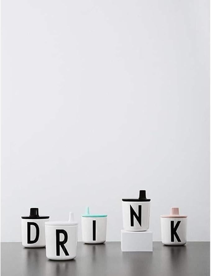 Design Letters Sippy Cup Lids for Melamine Cups Designed in Denmark | Durable Drink Lid for Babies, Toddlers & Kids | BPA & BPS Free, Food Safe Toddler Sippy Cup Lids | Dishwasher Safe Tight Fit Lids
