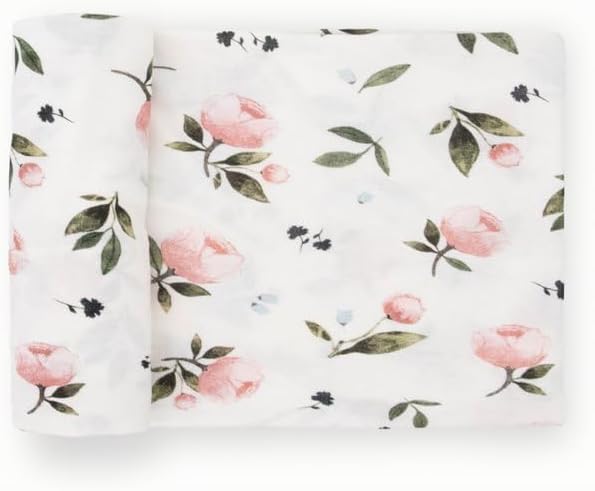 Little Unicorn Stretch Knit Swaddle Blanket | Single | Super Soft | Swaddling, Burping, Nursing | Newborns and Infants | Large 47” x 47” | Machine Washable | Watercolor Rose