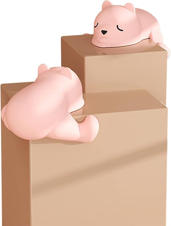 Katutude 8 Pack Cartoon Bear Table Corner Protectors Anti-Collision Furniture Sharp Corners Bumpers Baby Proofing Rubber Corner Protectors Baby Cushion Silicone Table Corner Protectors, Pink