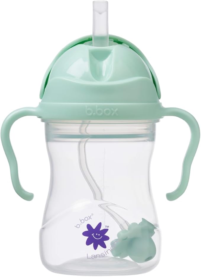 Lansinoh b.box Weighted Straw Sippy Cup for Babies 6 Months+ | Leak?‘Proof, BPA?‘Free, 8 oz Toddler Cup | Drink From Any Angle | Easy Grip, Dishwasher Safe | Pistachio