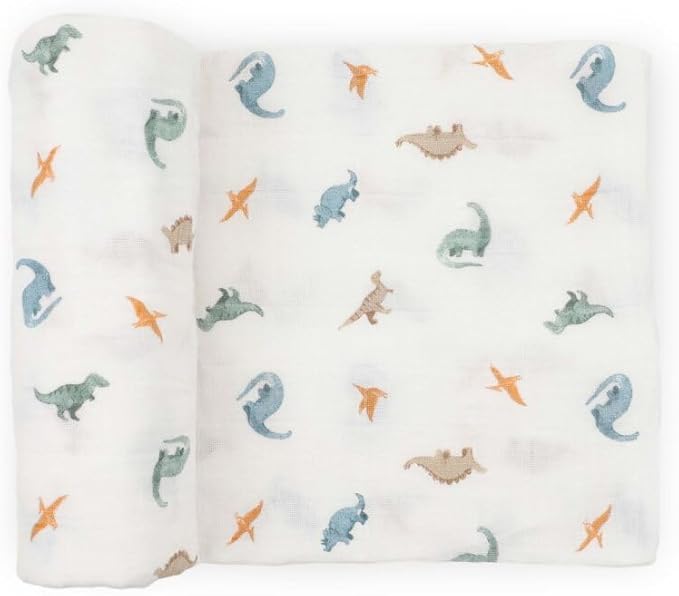 Little Unicorn Muslin Swaddle Blanket for Newborns & Infants | Soft & Breathable Fabric | Baby Blanket for Swaddling, Nursing, Shower Gifts (Little Dino)