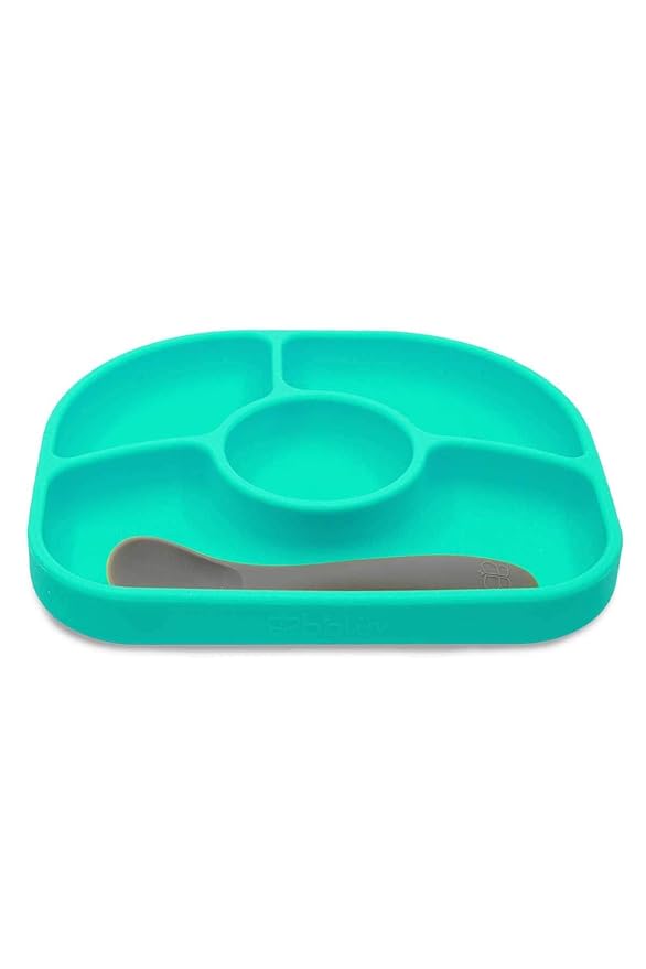 bblüv - Yümi ??Food Grade Silicone, BPA-Free, Suction Plate, Microwave & Dishwasher Safe, Anti-Spill Plate & Spoon Set w/Baby Utensils - for Baby & Toddler