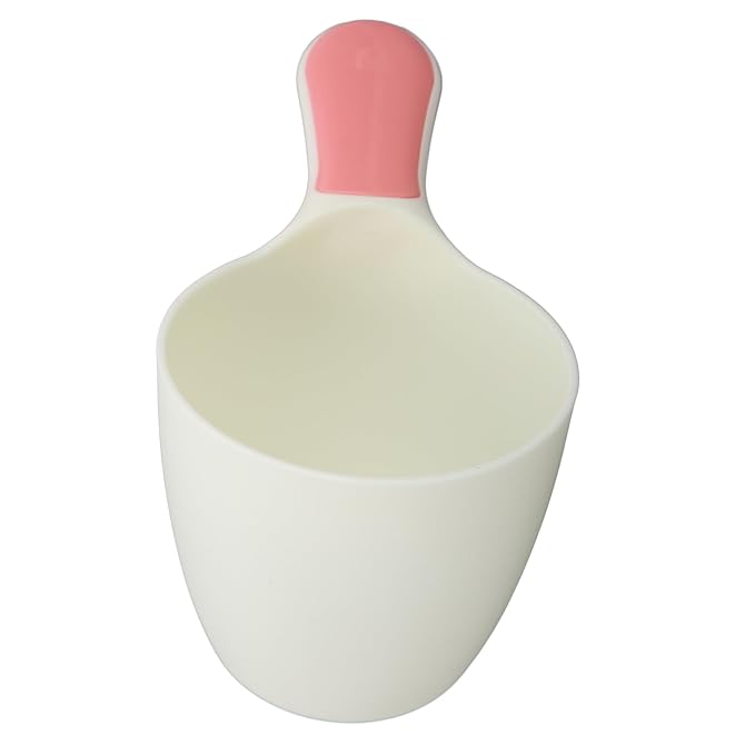 SUNGOOYUE Baby Shampoo Rinse Cup, Soft Silicone Bath Bathing Cup with Plastic Body, Gentle Water Pouring 3 Key Uses for Newborns Toddlers Kids Hair Washing and Bath Time Care