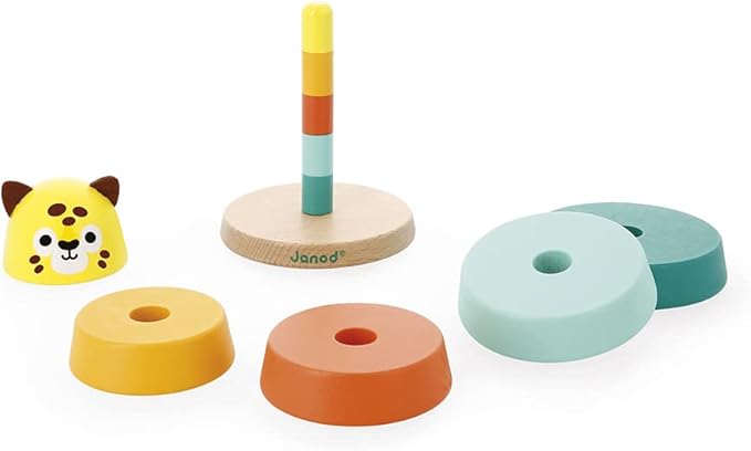 Janod - Tropik Jaguar Stacking Toy - 5 Stackable Pieces - 1 Year + J08261