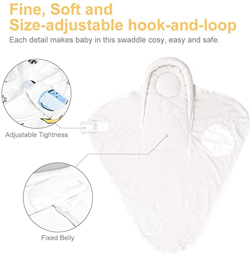 Premium Soft Cotton Baby Swaddle Blankets, Unisex Baby Blanket Wrap for Newborn Baby Boys Girls, Skin Friendly Wearable Swaddling Sleep Sack Calms Startle Reflex (White, 0-3 Months + 3-6 Months)