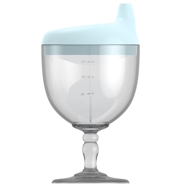 Prince Wine Sippy Cup, No Spill Wine Glass Sippy Cup for Baby Boy 12+ Months, Fancy Goblet Style Great for Your Prince Holidays Birthday Party Celebration, 5 Ounce(Blue)