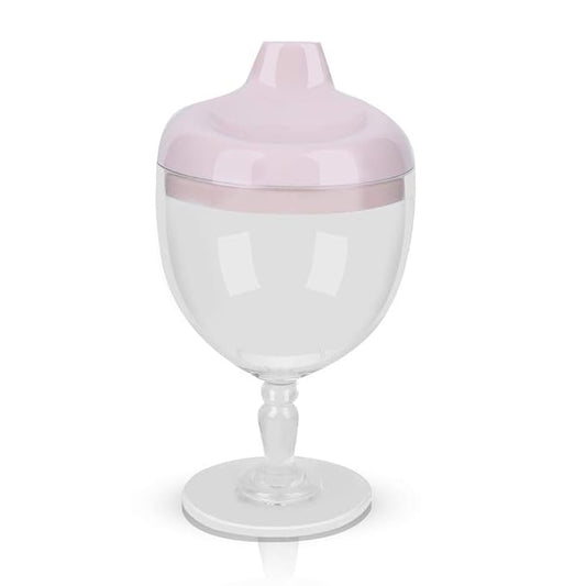 Princess Wine Sippy Cup Spill Proof, Fancy Wine Glass Sippy Cup No Spill for Baby Girl 1+ Year Old, Goblet Style Great for Your Princess Holiday Birthday Party, 5 Ounce (Pink)