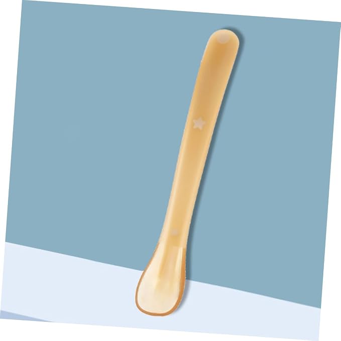 Toyvian Silicone Soft Spoon for Newborns and Ergonomic Training Weaning Utensil with Wide Head Lightweight Tool for - and Water Safe and Portable in Light Yellow