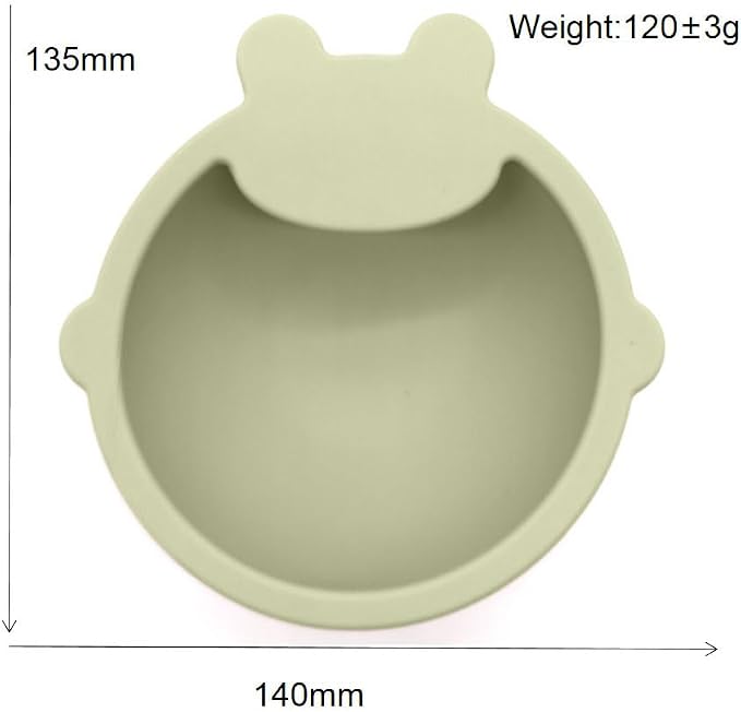 Silicone Baby Feeding Set, Toddler Feeding Set With Divided Suction Plate Bowl Spoons Forks Sippy Cup Adjustable Bib Non Slip Mat, Baby Eating Utensils, Bear Shape, 7-Piece, (Green)